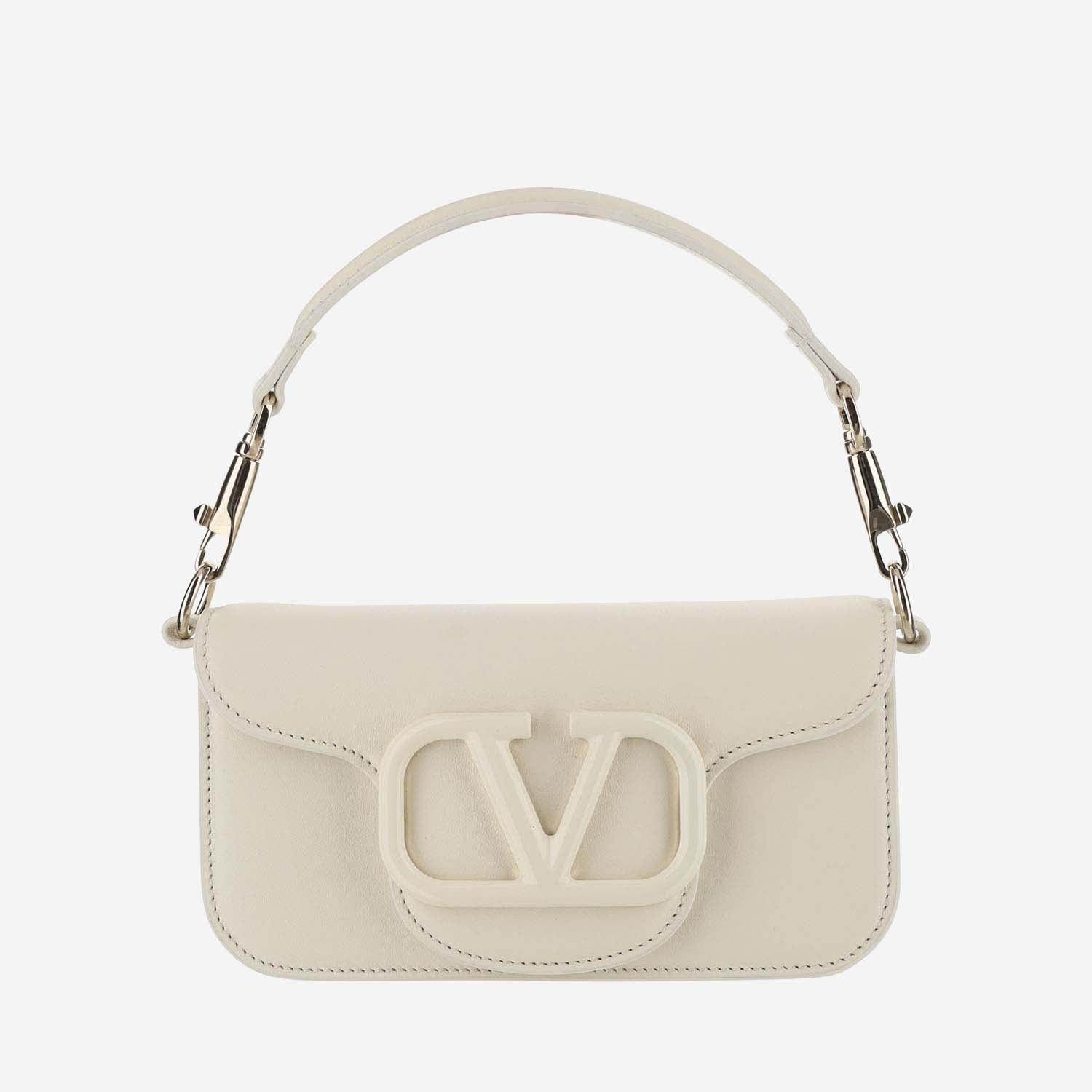 VALENTINO GARAVANI Small Loco Bag In Calfskin In White Product Image