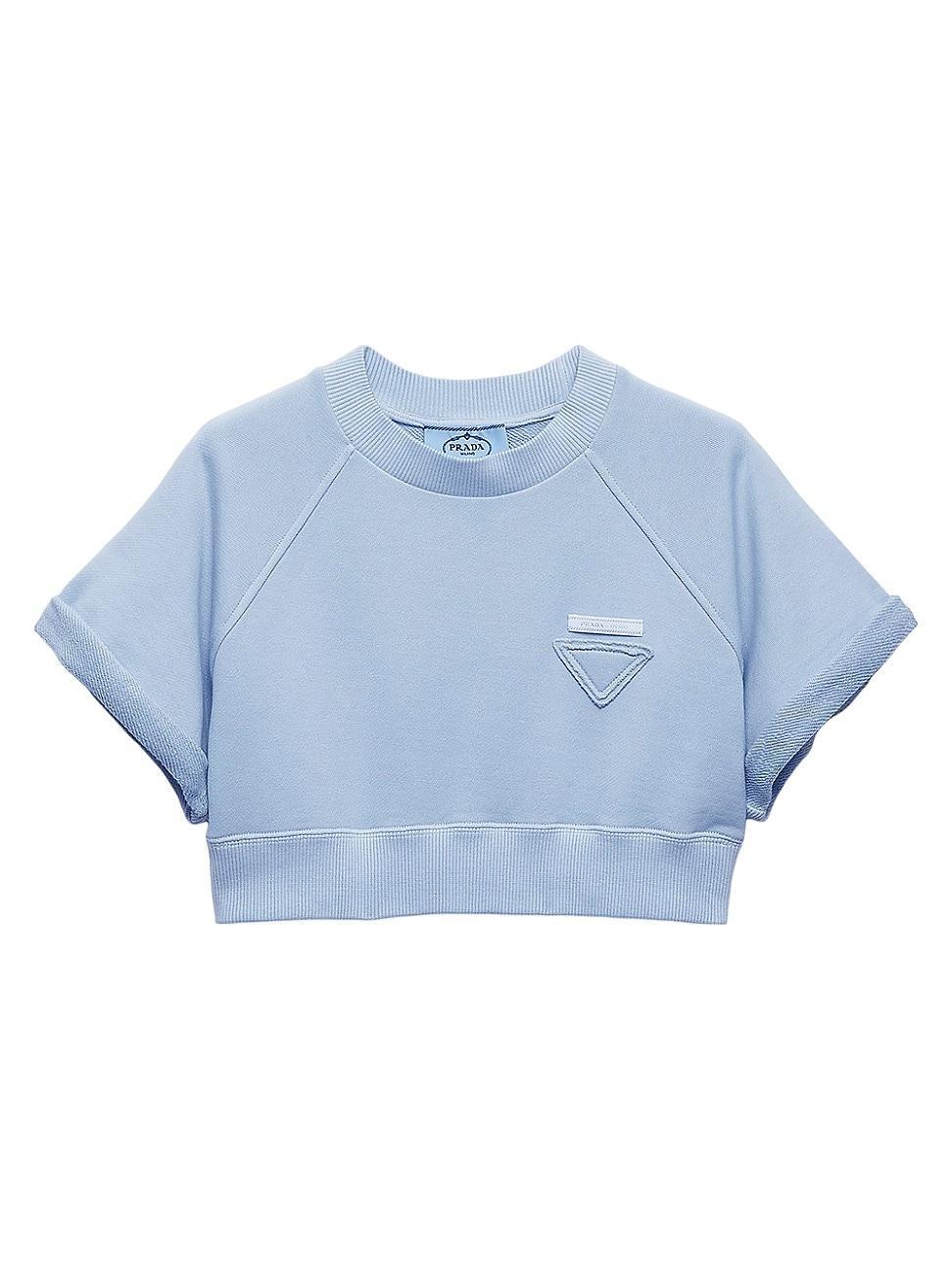 Womens Cropped Cotton Fleece Top Product Image