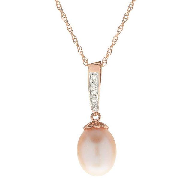 PearLustre by Imperial 14k Rose Gold Freshwater Cultured Pearl & Diamond Accent Pendant, Womens White Product Image