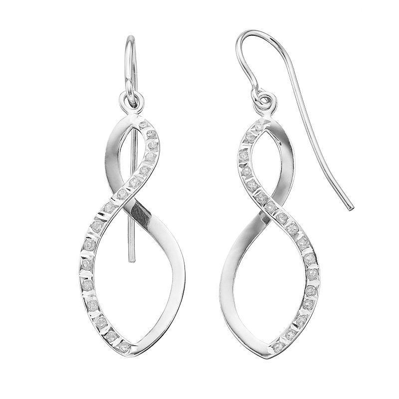 Diamond Mystique 18k Gold Over Sterling Silver Diamond Accent Infinity Dangle Earrings, Womens, White Product Image