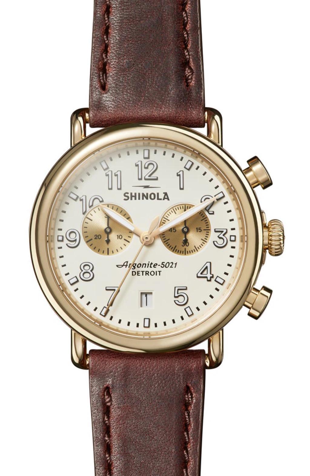 SHINOLA The Runwell Brown Leather Strap Chronograph, 41mm Product Image