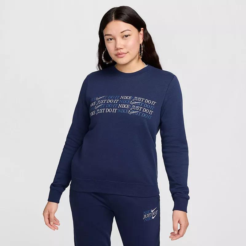 Womens Nike Sportswear Club Fleece Crewneck Sweatshirt Black Navy Product Image