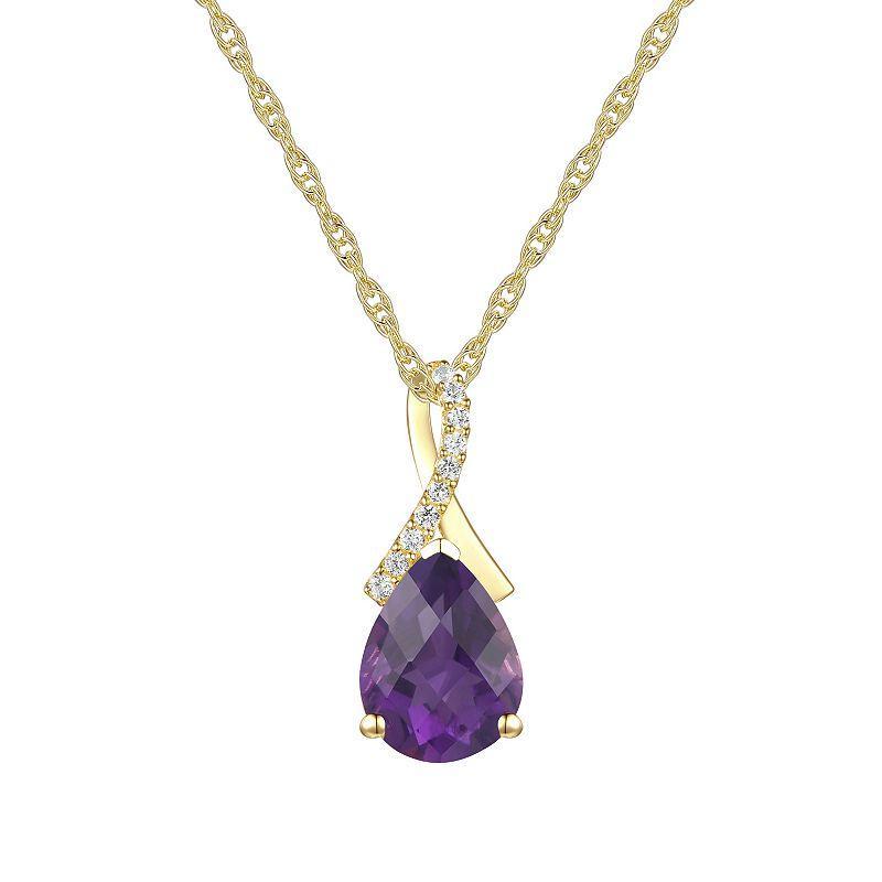 14k Gold Over Silver Amethyst Pendant, Womens Gold Tone Product Image