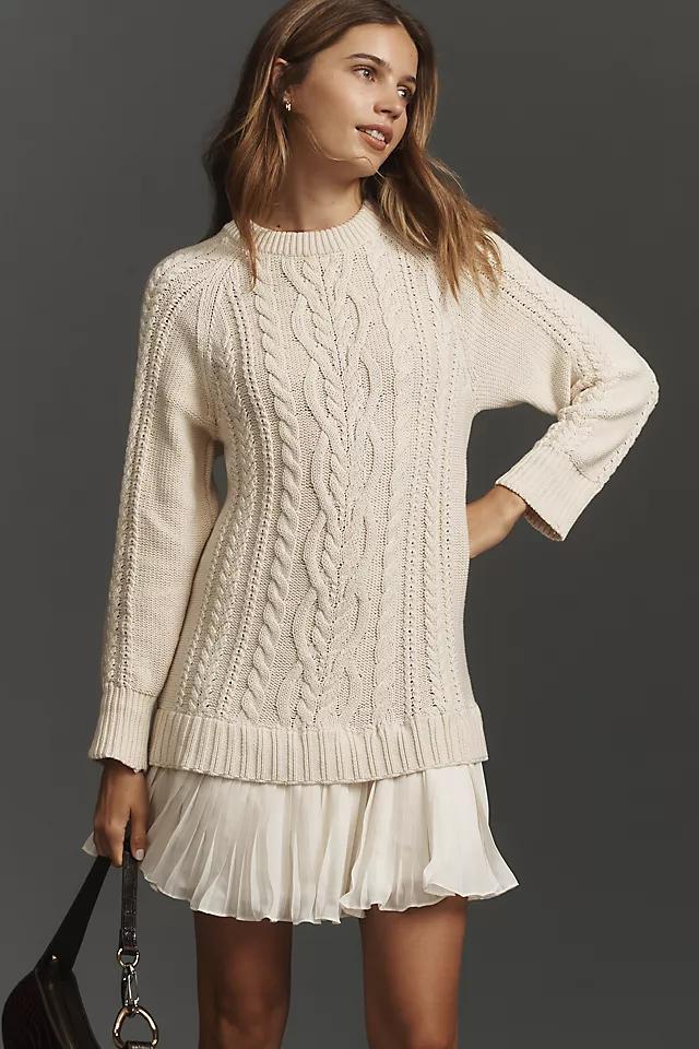 By Anthropologie Twofer Cable-Knit Sweater Mini Dress Product Image