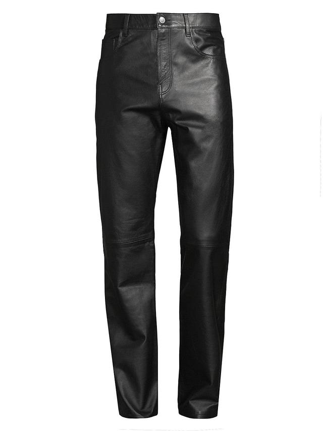 Mens Leather Straight-Leg Pants Product Image