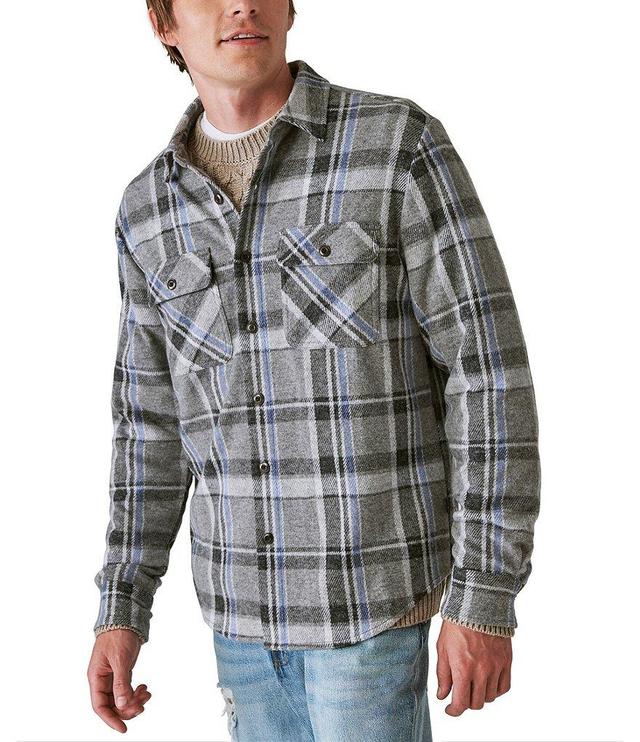 Lucky Brand Long Sleeve Plaid Brushed Knit Shirt Product Image