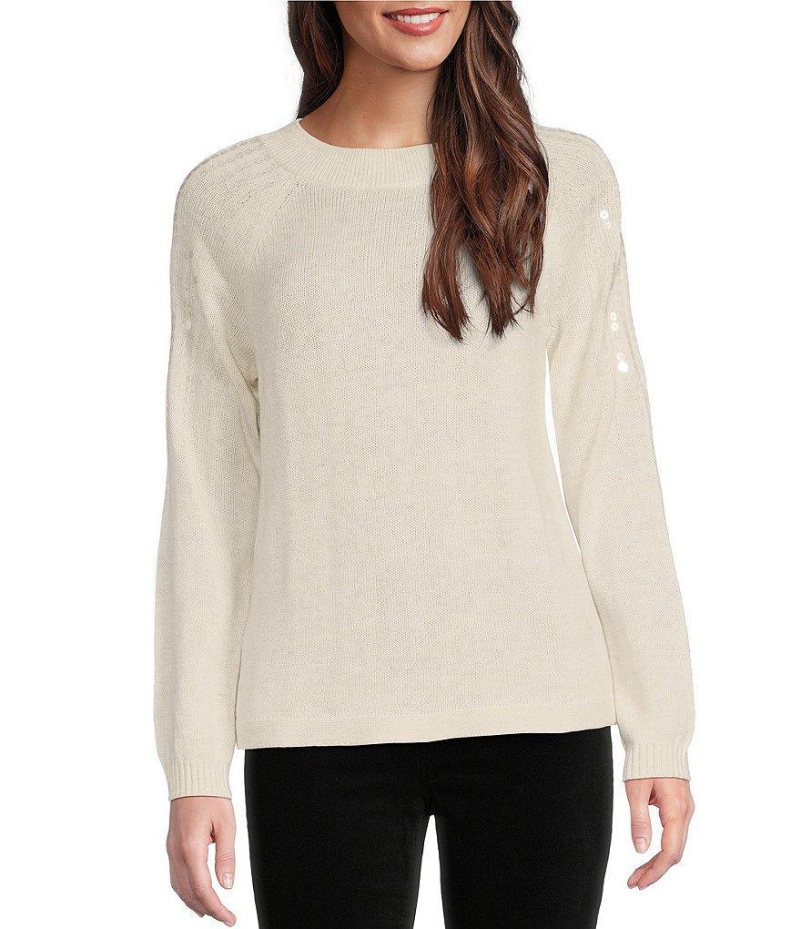 NIC + ZOE Subtle Shine Knit Round Neck Long Sleeve Sweater Product Image