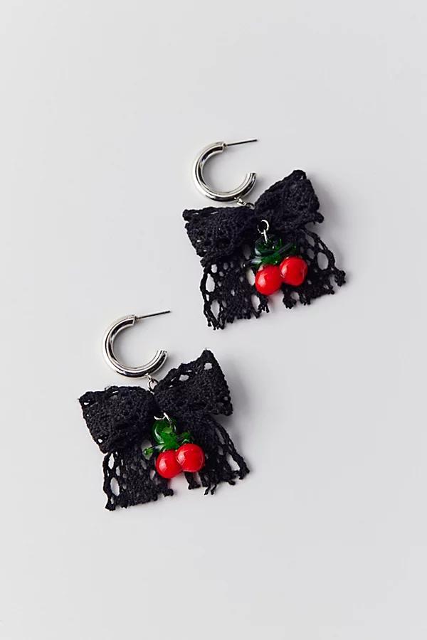 Cherry Bow Hoop Earring Womens at Urban Outfitters Product Image