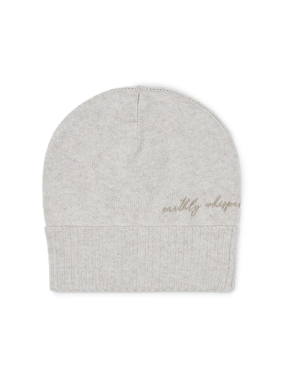 Womens Virgin Wool, Cashmere and Silk Knit Beanie with Embroidery Product Image