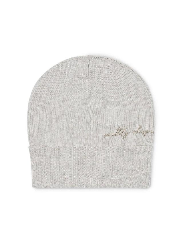 Womens Virgin Wool, Cashmere and Silk Knit Beanie with Embroidery Product Image