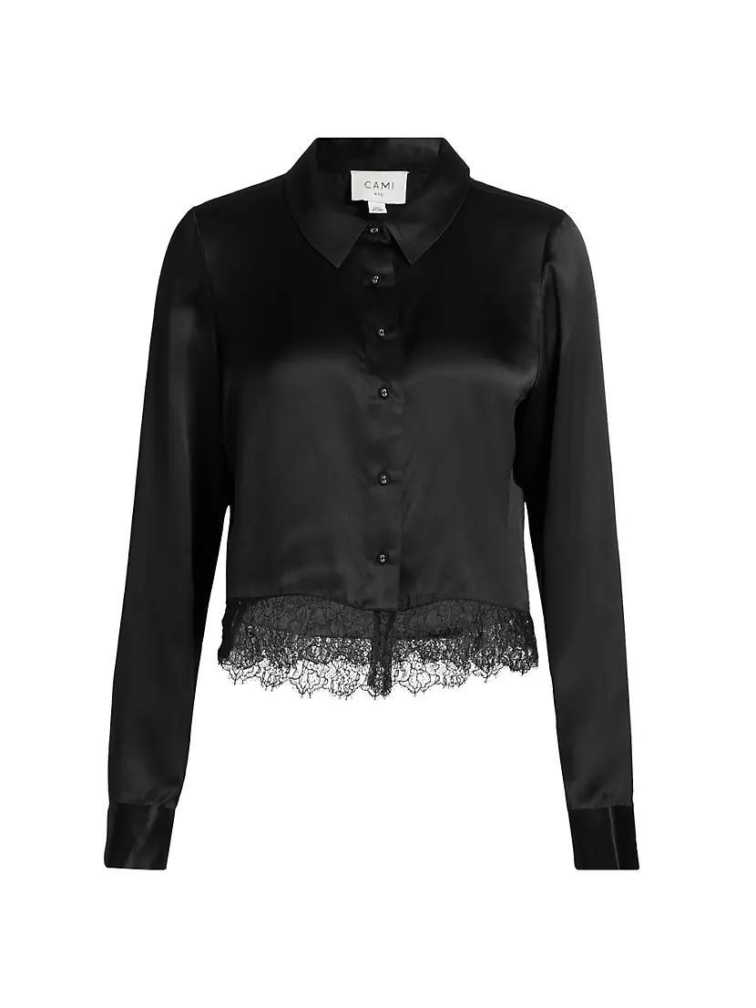 Rennie Silk-Lace Crop Blouse Product Image