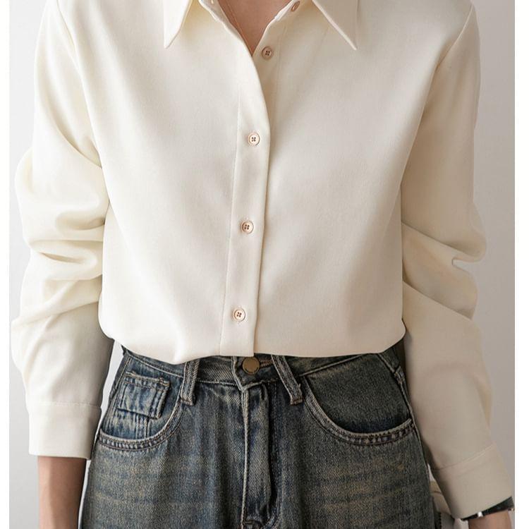 Long-Sleeve Plain Shirt Product Image