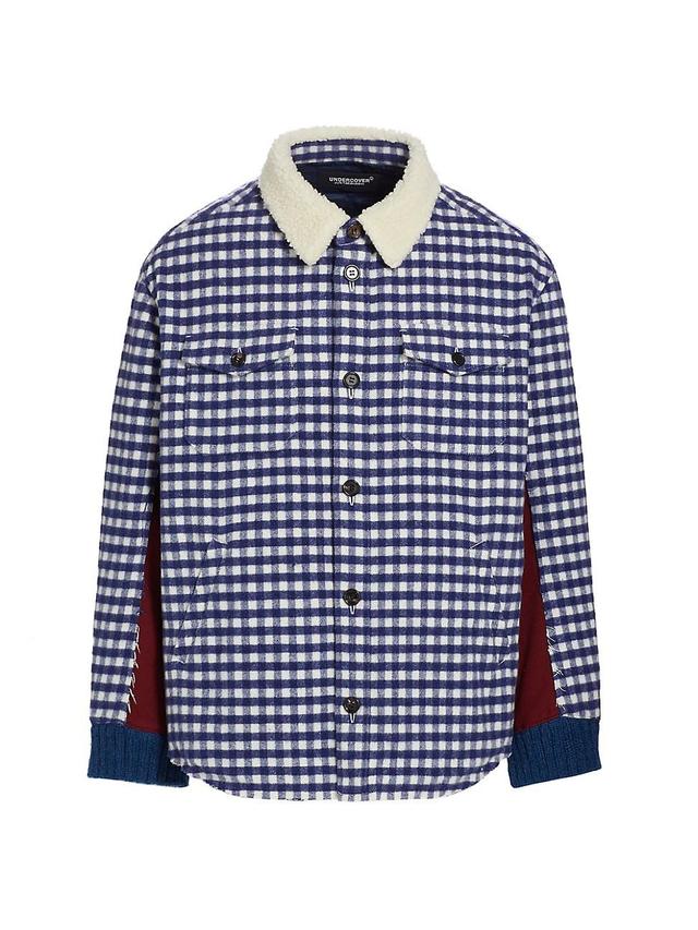 Mens Checked Wool-Blend Shirt Jacket Product Image