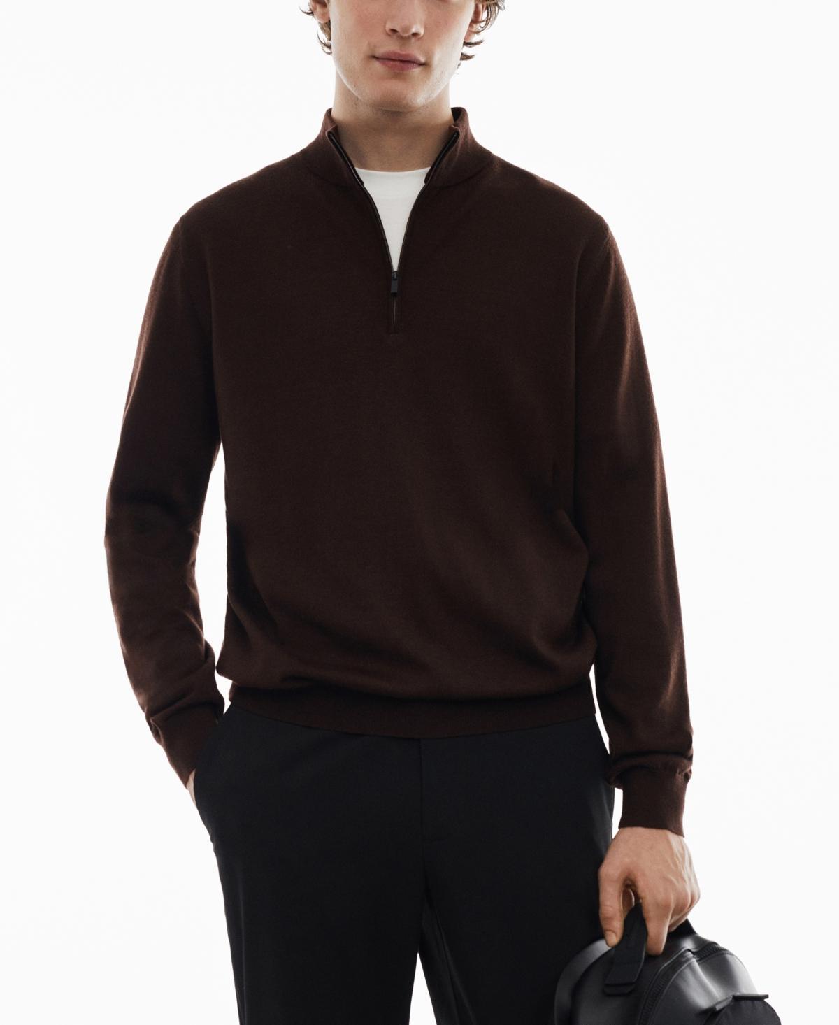 MANGO MAN - 100% merino wool sweater with zipper collar navyMen Product Image