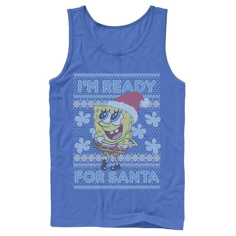 Mens Nickelodeon SpongeBob SquarePants Im Ready For Santa Ugly Christmas Graphic Tank Top Grey Product Image