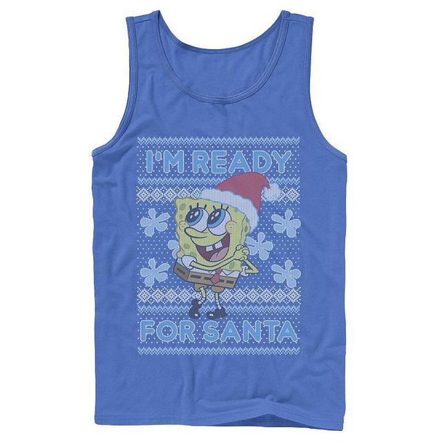 Mens Nickelodeon SpongeBob SquarePants Im Ready For Santa Ugly Christmas Graphic Tank Top Grey Product Image