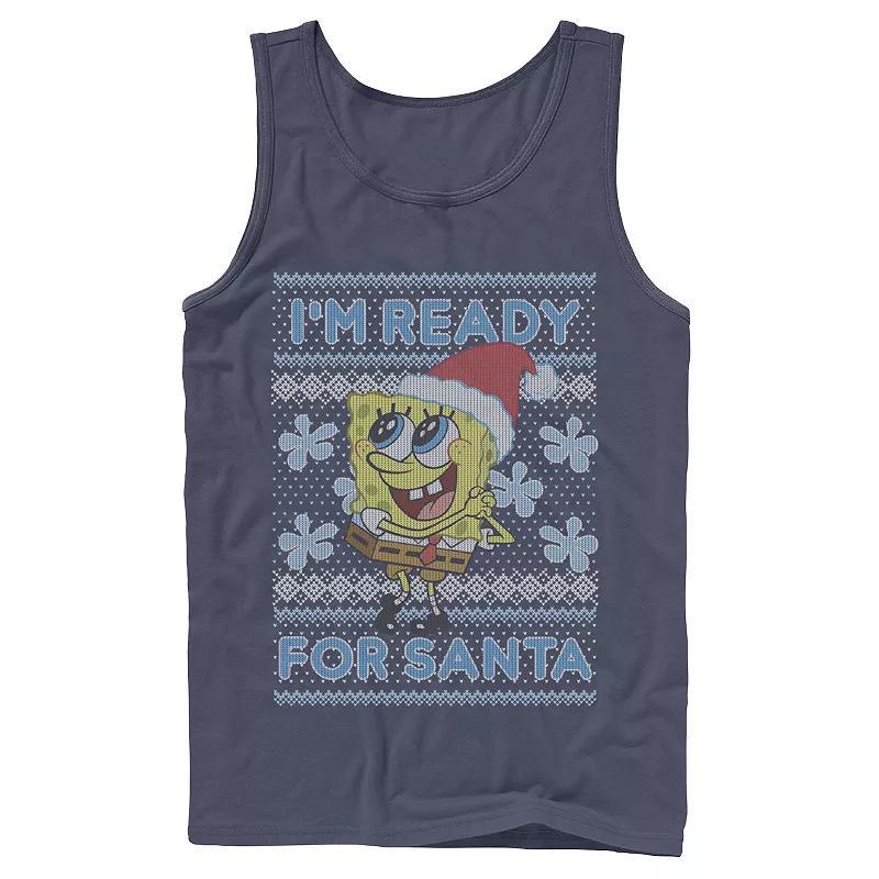 Mens Nickelodeon SpongeBob SquarePants Im Ready For Santa Ugly Christmas Graphic Tank Top Grey Product Image