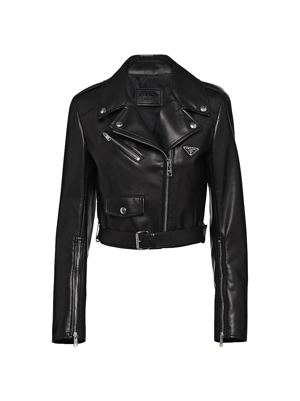 Womens Nappa Leather Biker Jacket Product Image