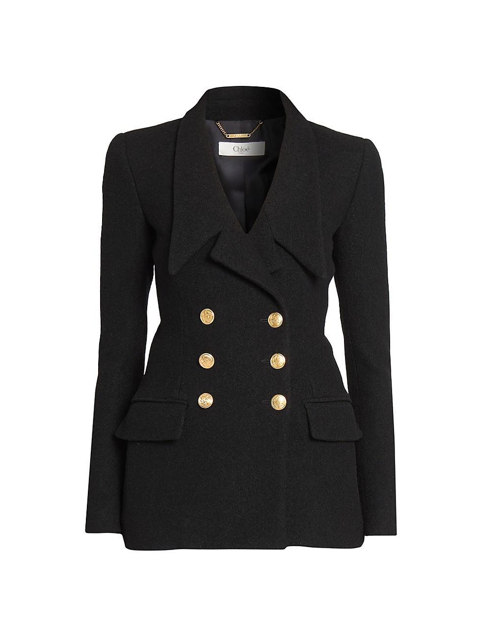 Womens Wool-Blend Double-Breasted Blazer Product Image