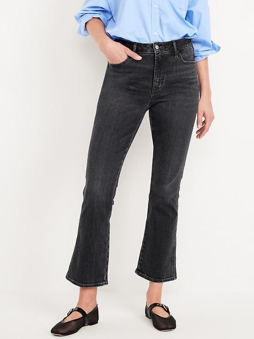 High-Waisted 90s Cropped Flare Jeans Product Image