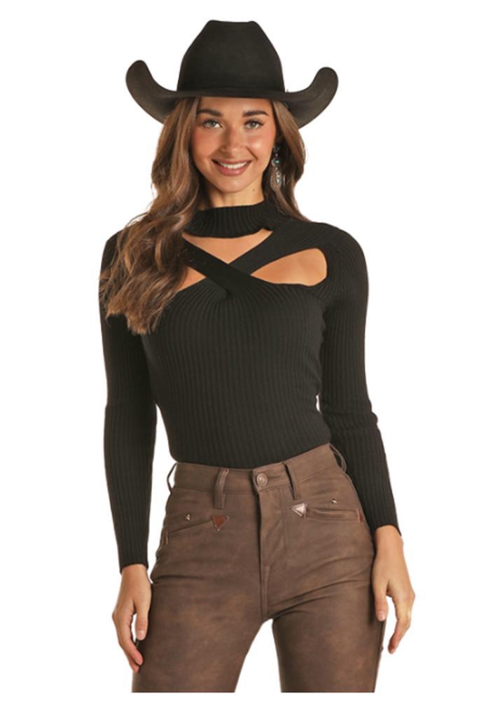 SALE Rock & Roll Cowgirl® Ladies L/S Ribbed Criss-Cross Turtleneck - Multiple Colors product image