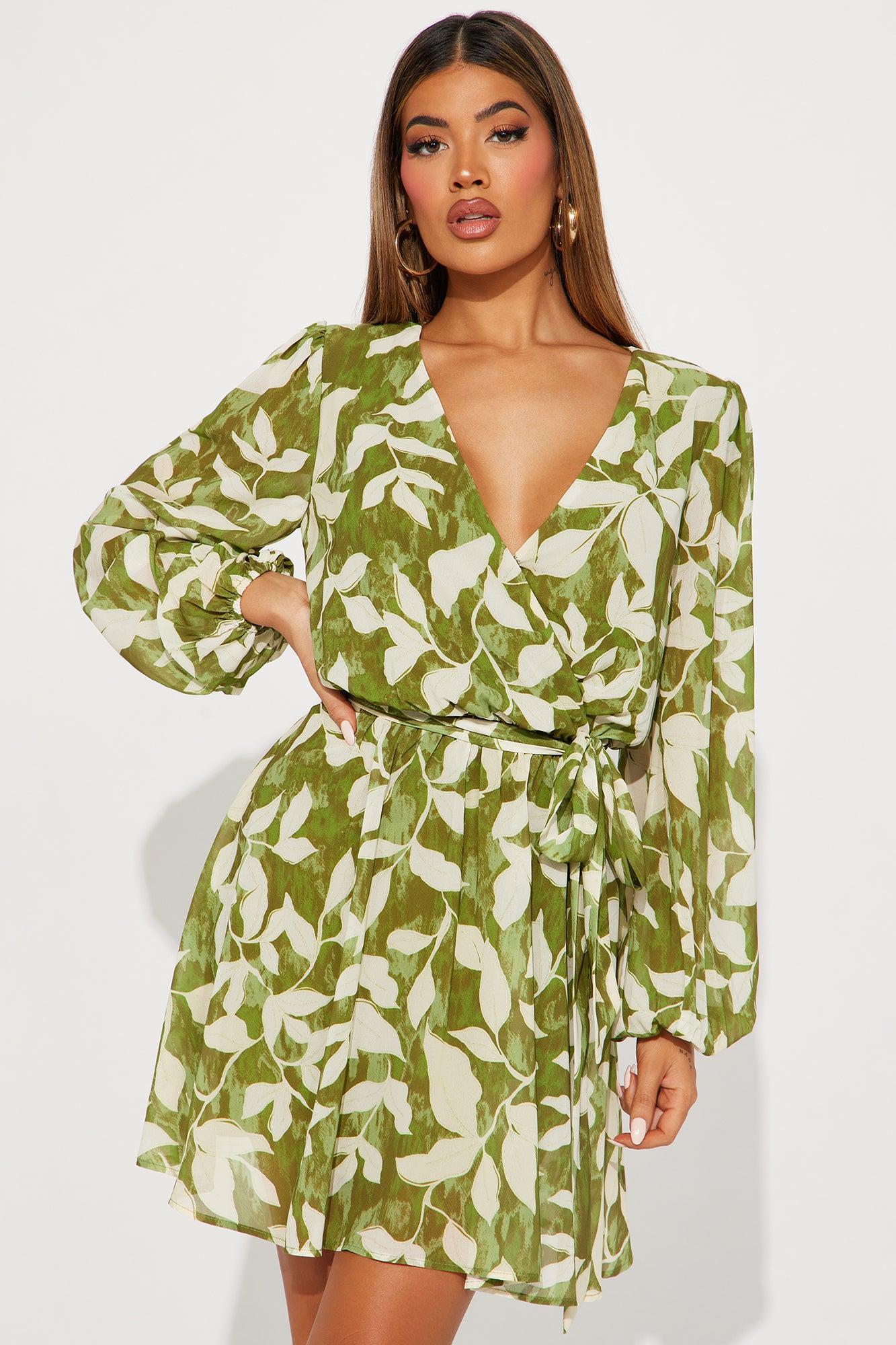 Take Me To Belize Mini Dress - Olive/combo Product Image