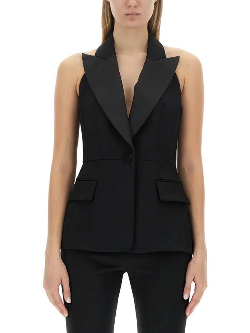 MAX MARA Aletta Halterneck Wool Vest In Black Product Image