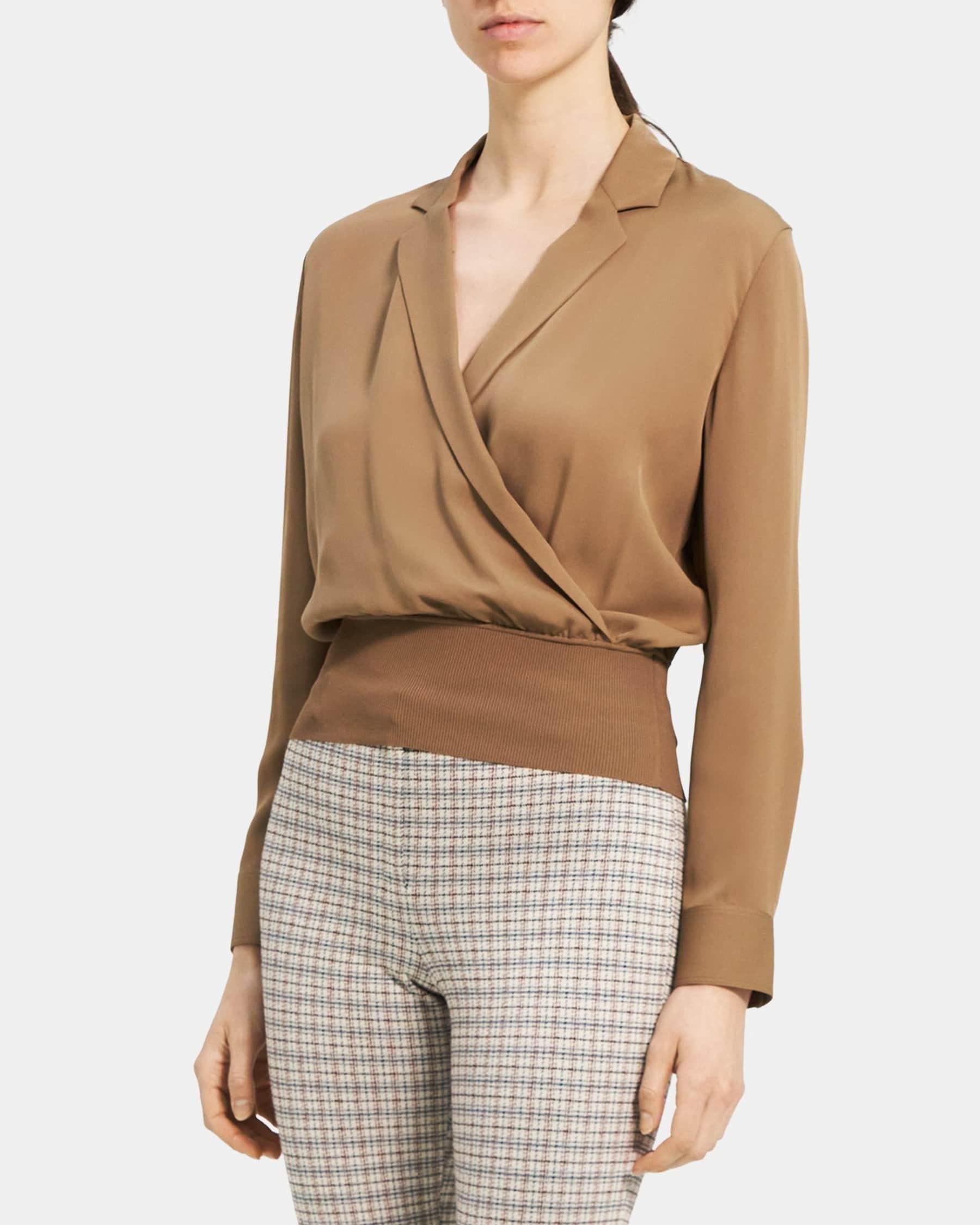 Ribbed-Waist Blouse in Silk Product Image