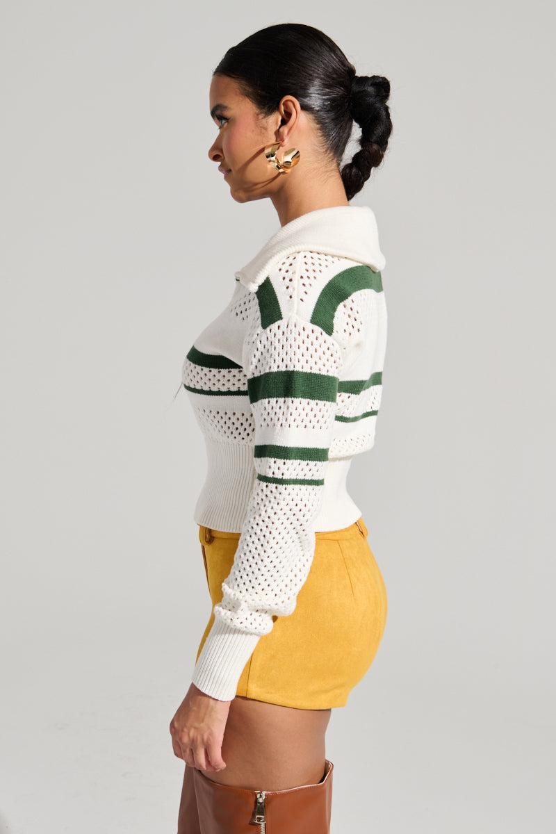 IVY LEAGUE STRIPED ZIP UP SWEATER Product Image