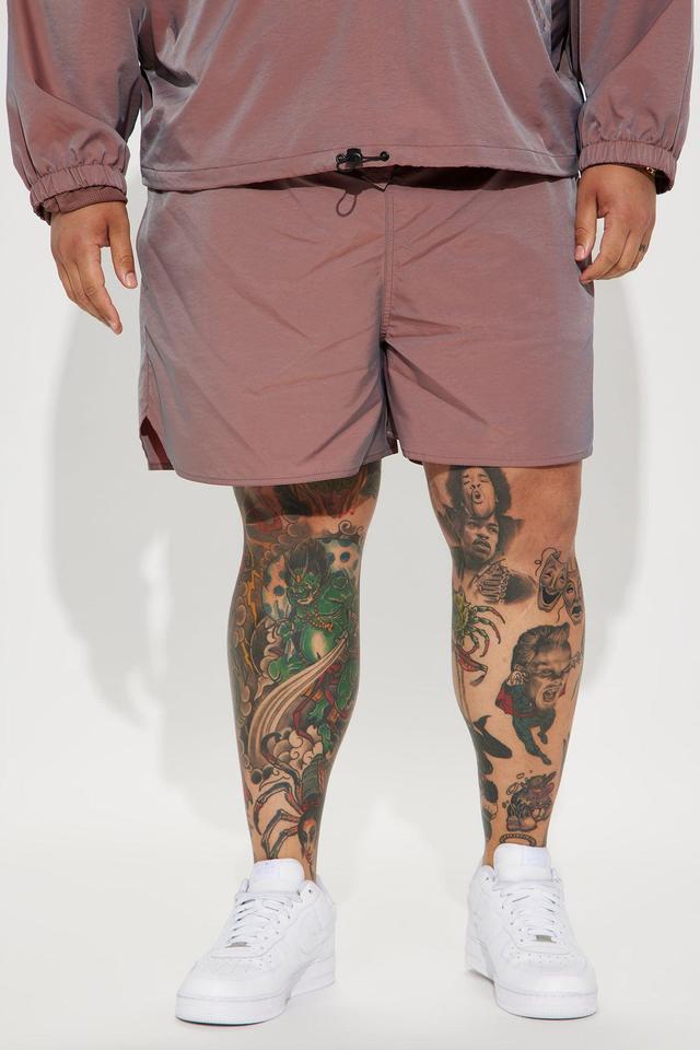 Stormy Iridescent Nylon Shorts - Mauve Product Image