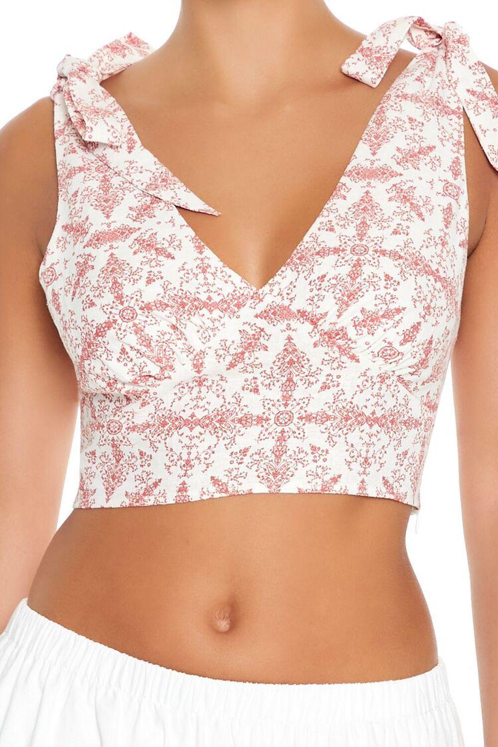 Ornate Print Tie-Strap Crop Top | Forever 21 Product Image