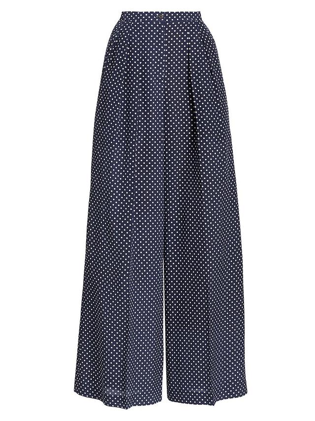 Womens Polka Dot Silk Palazzo Pants Product Image