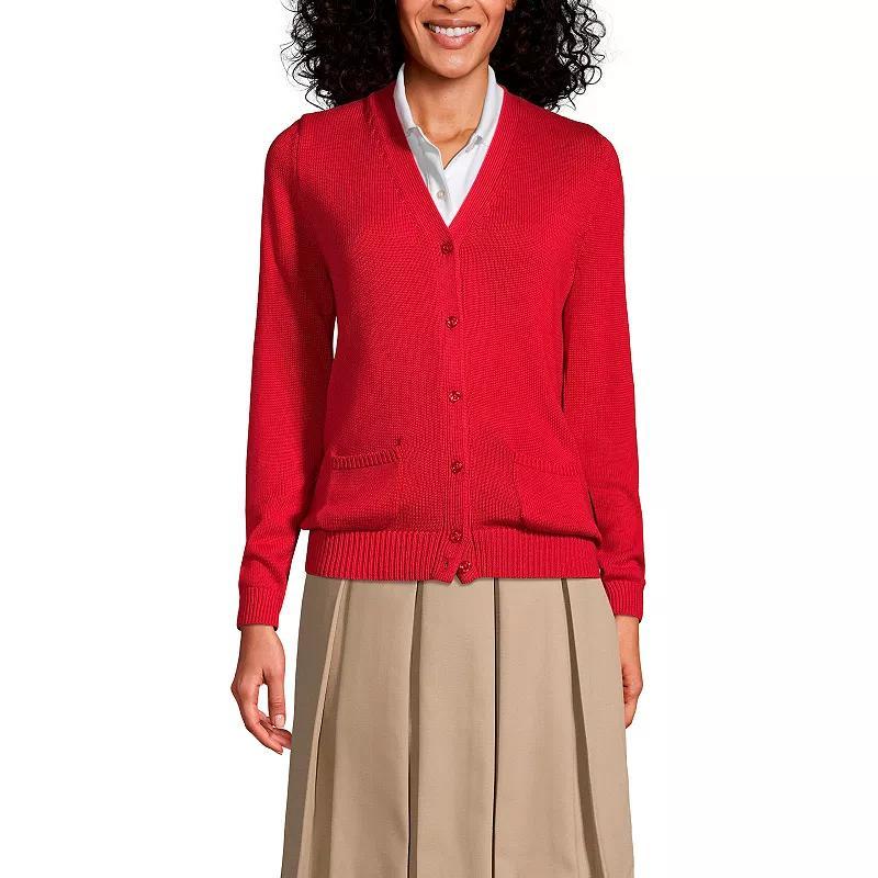 Lands End School Uniform Womens Cotton Modal Button Front Cardigan Sweater Product Image