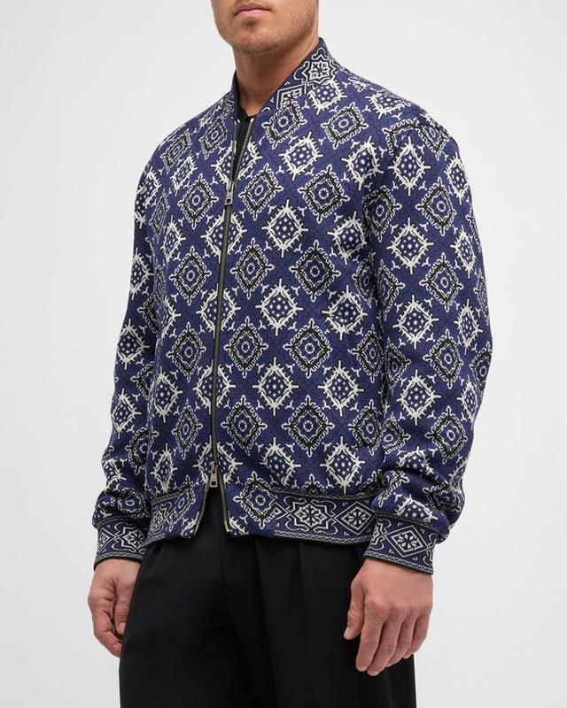 Mens Medallion Knit Bomber Jacket Product Image