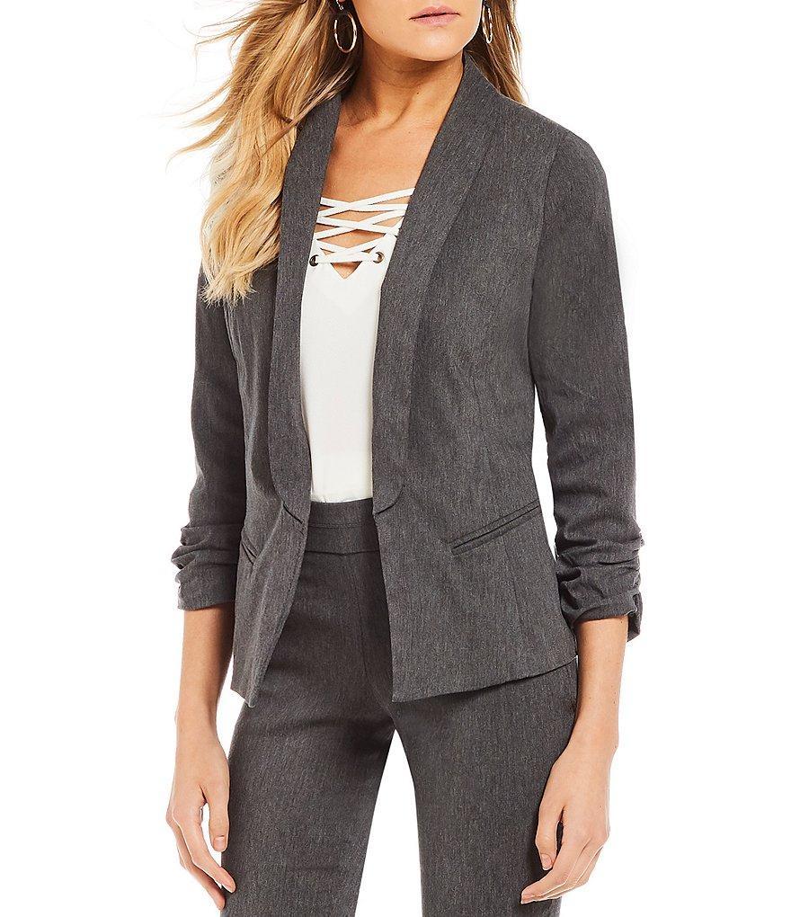 Takara Ruched-Sleeve Coordinating Suiting Blazer Jacket Product Image