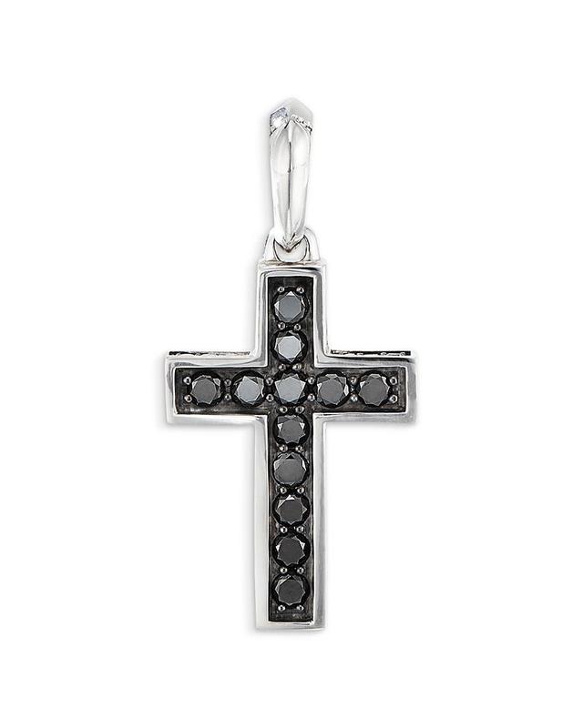 David Yurman Sterling Silver Cross Pendant with Pave Black Diamonds Product Image