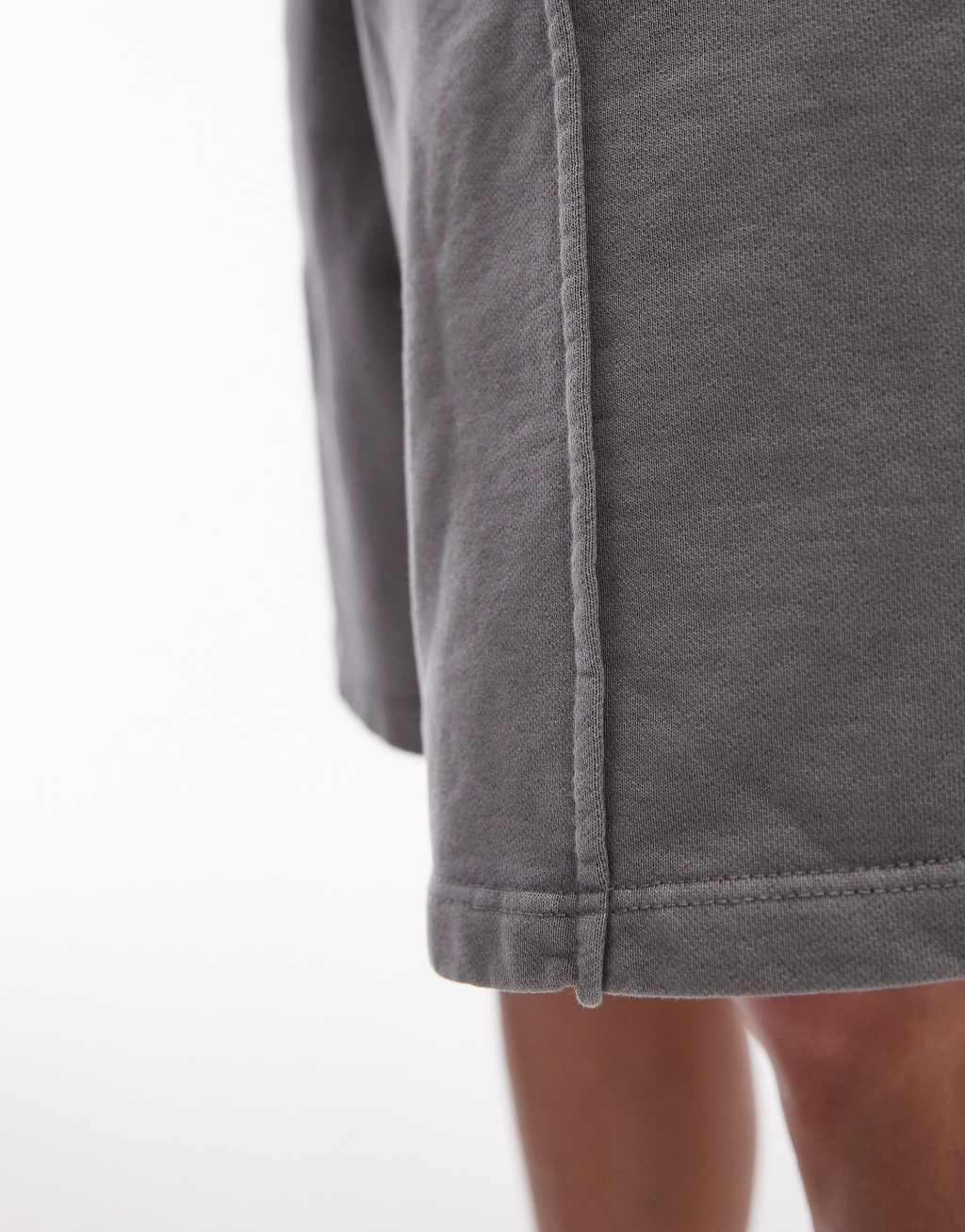 Topshop acid wash longline shorts in washed gray Product Image