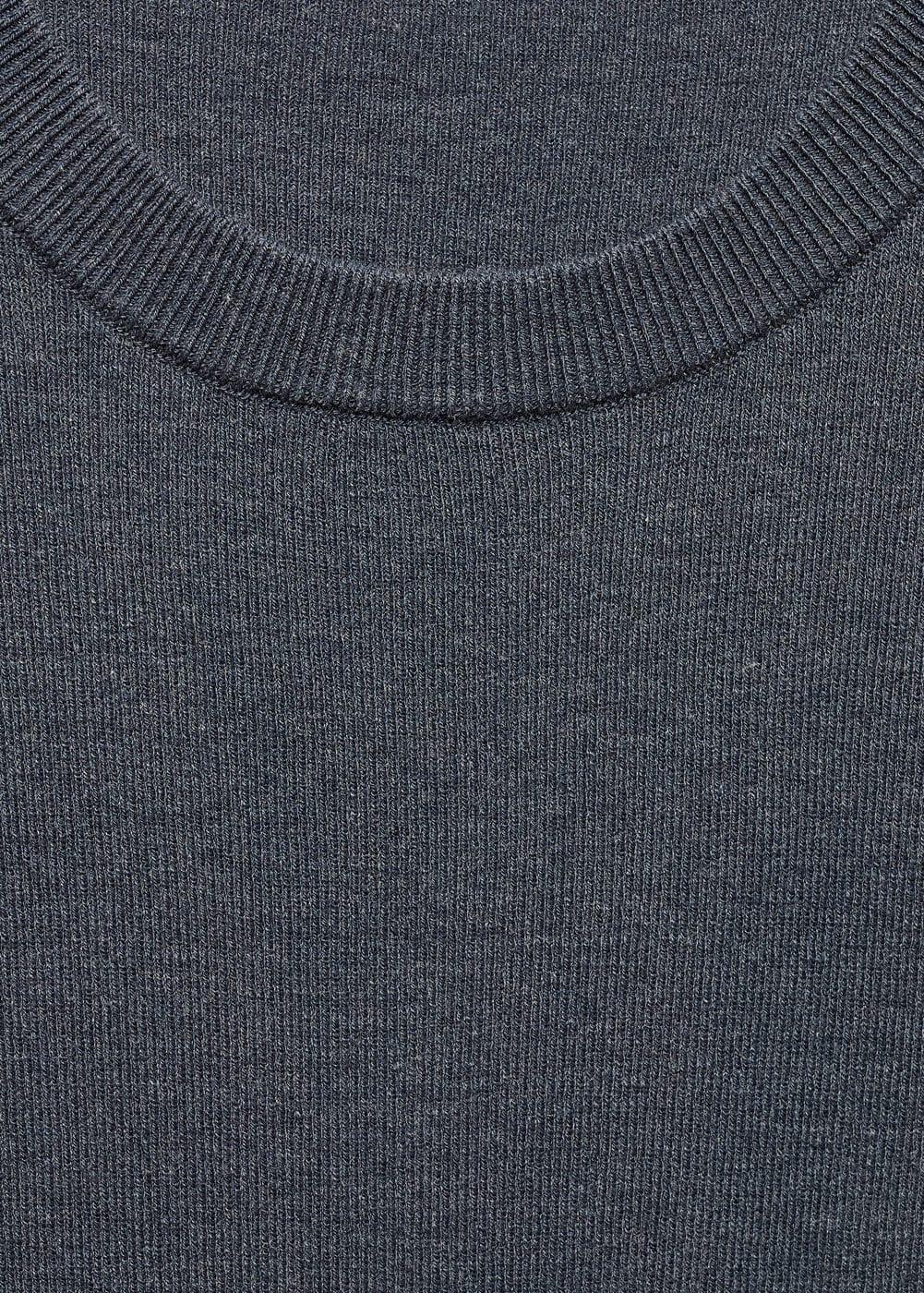 MANGO MAN - Cotton blend knitted t-shirt indigo blueMen Product Image