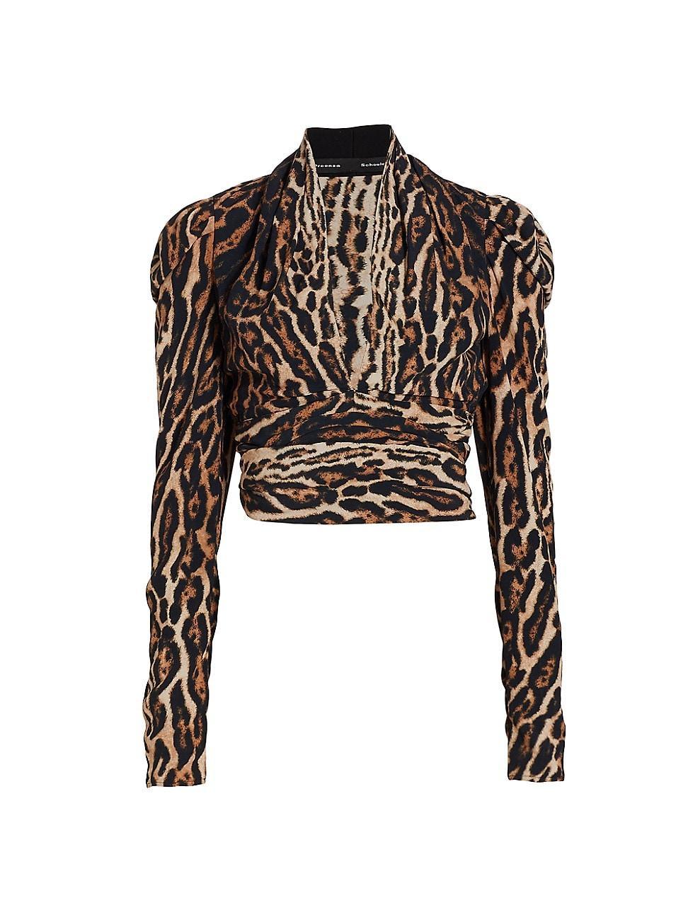 Womens Leopard-Print Crepe De Chine Top product image