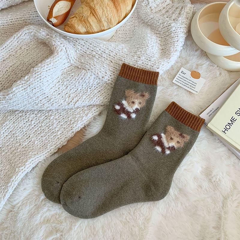 Dog Print Contrast Trim Socks Product Image