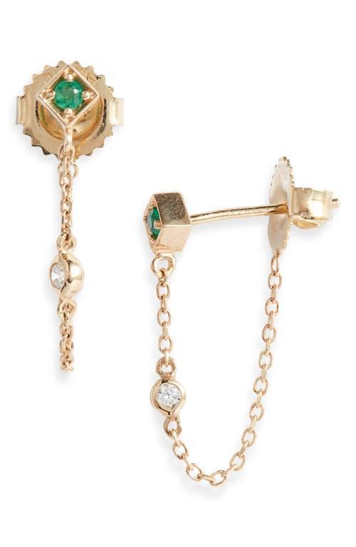 Anzie Clo Emerald & Diamond Front/Back Earrings Product Image