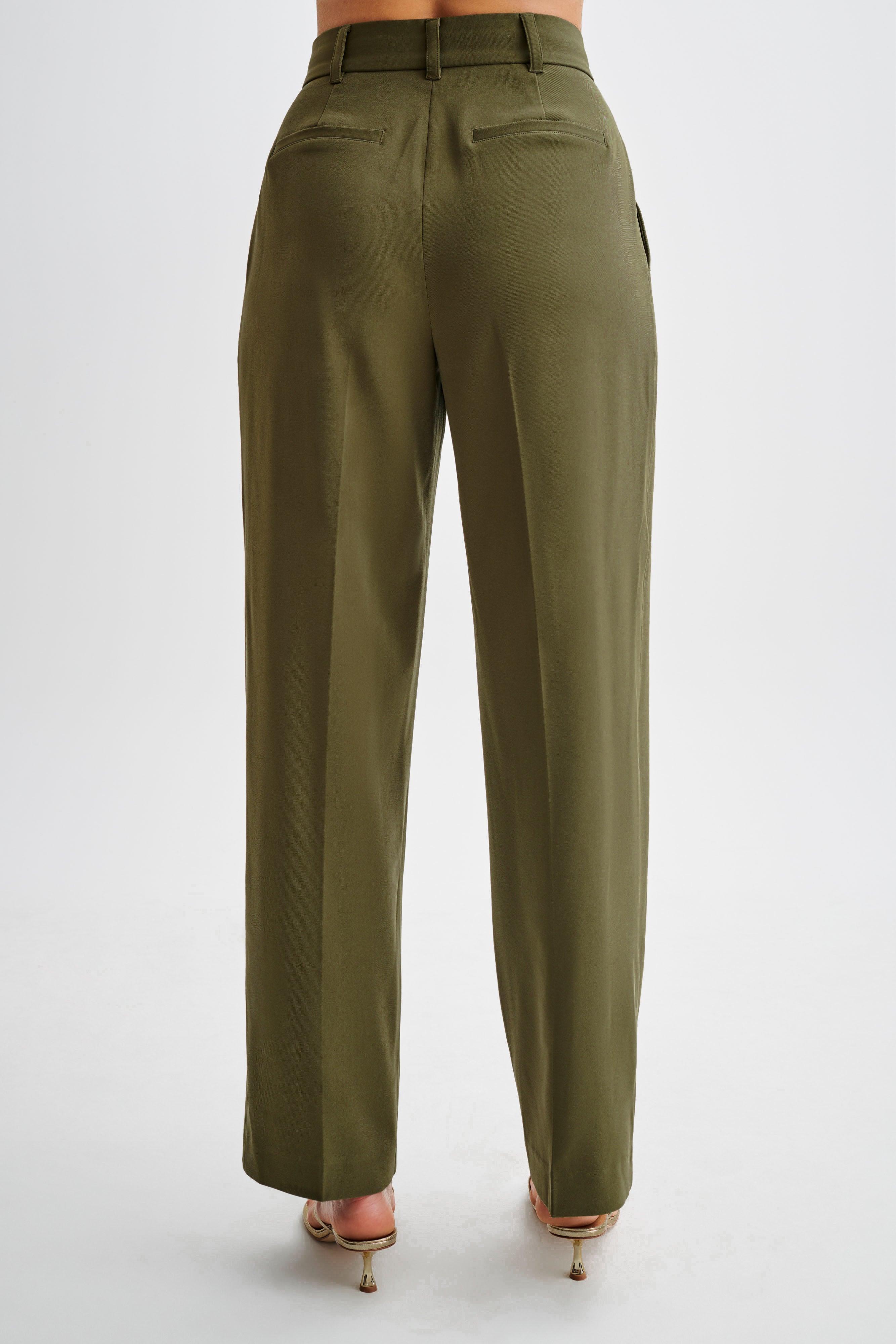 Amelie Suiting Straight Leg Pants - Military Olive Product Image