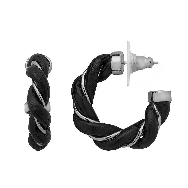 Emberly Silver Tone Chunky Twisted Hoop Earrings, Womens Product Image