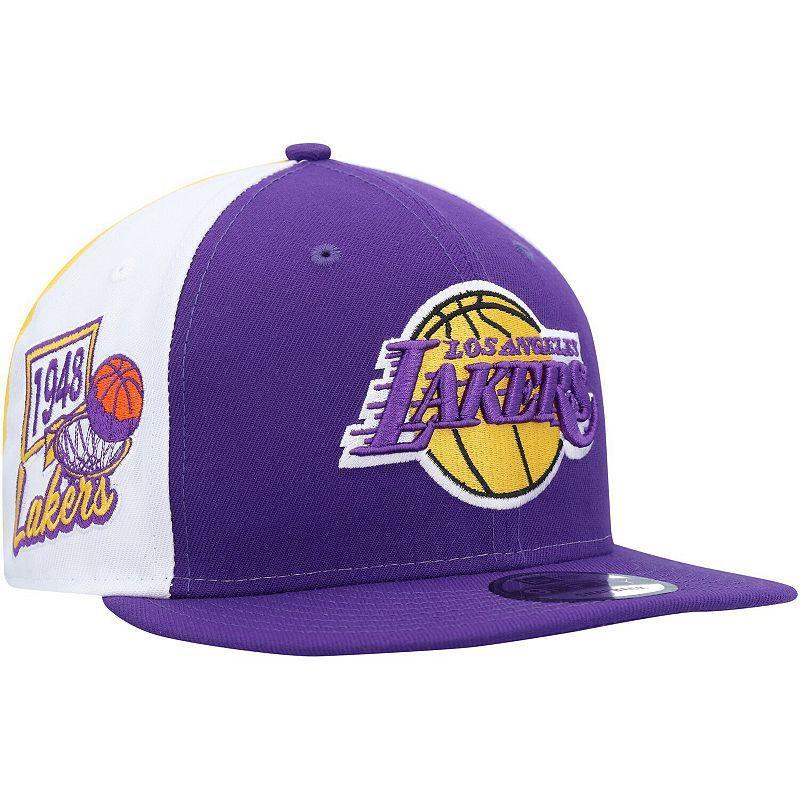 Mens New Era Purple Los Angeles Lakers Pop Panels 9FIFTY Snapback Hat Product Image