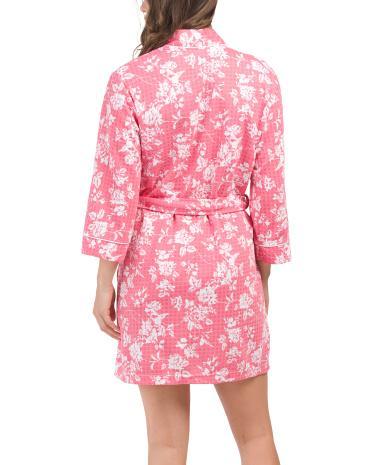 Floral Short Spa Waffle Robe for Women Product Image