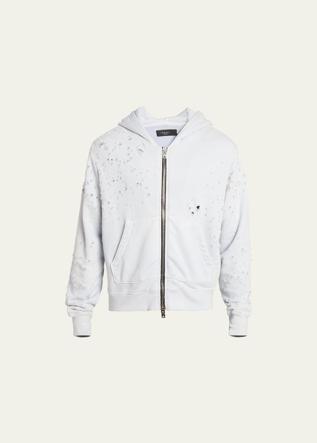 Mens Distressed Zip Hoodie Product Image