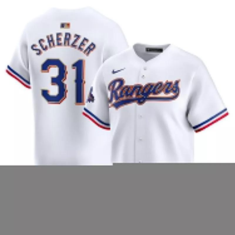 Nike Mens Max Scherzer White Texas Rangers 2024 Gold Collection Limited Player Jersey - White Product Image