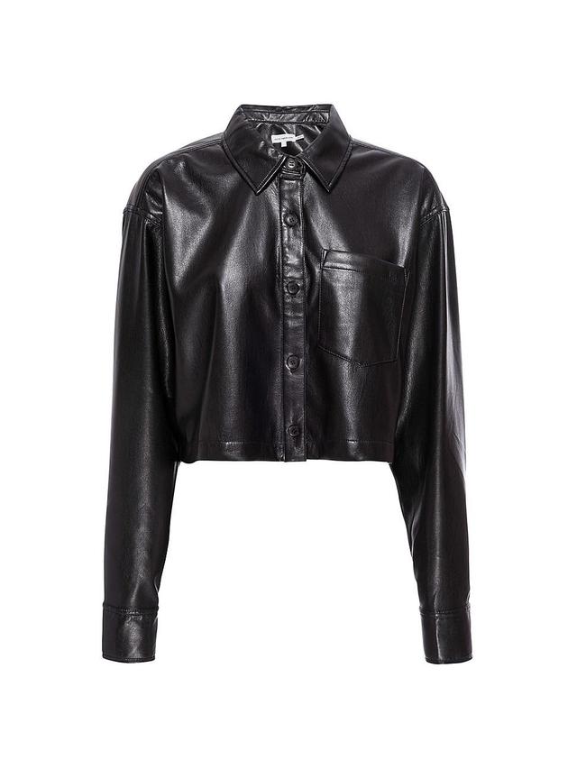 Womens Faux Leather Shirt Product Image