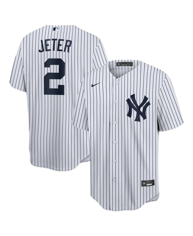 Nike Mens New York Yankees Coop Derek Jeter Player Replica Jersey - White/Navy Product Image