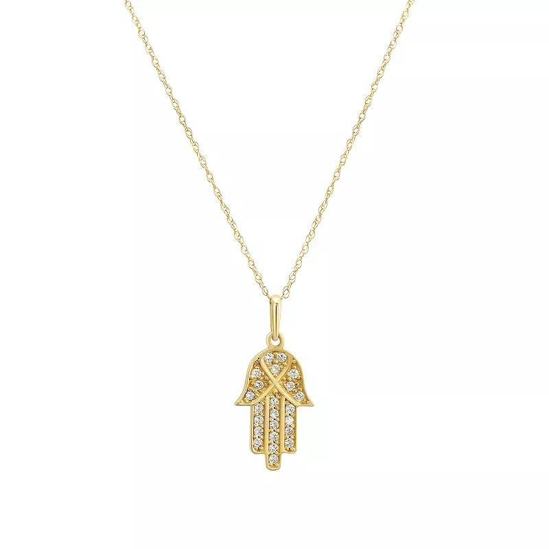 Womens Forever Radiant 10k Gold Cubic Zirconia Hamsa Pendant Necklace Product Image